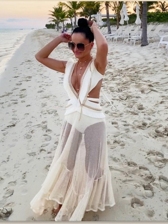 PatBO Dresses & Skirts - PatBO Ivory Fringe Crochet Cutout Maxi Dress | Resort Beach Goddess | S